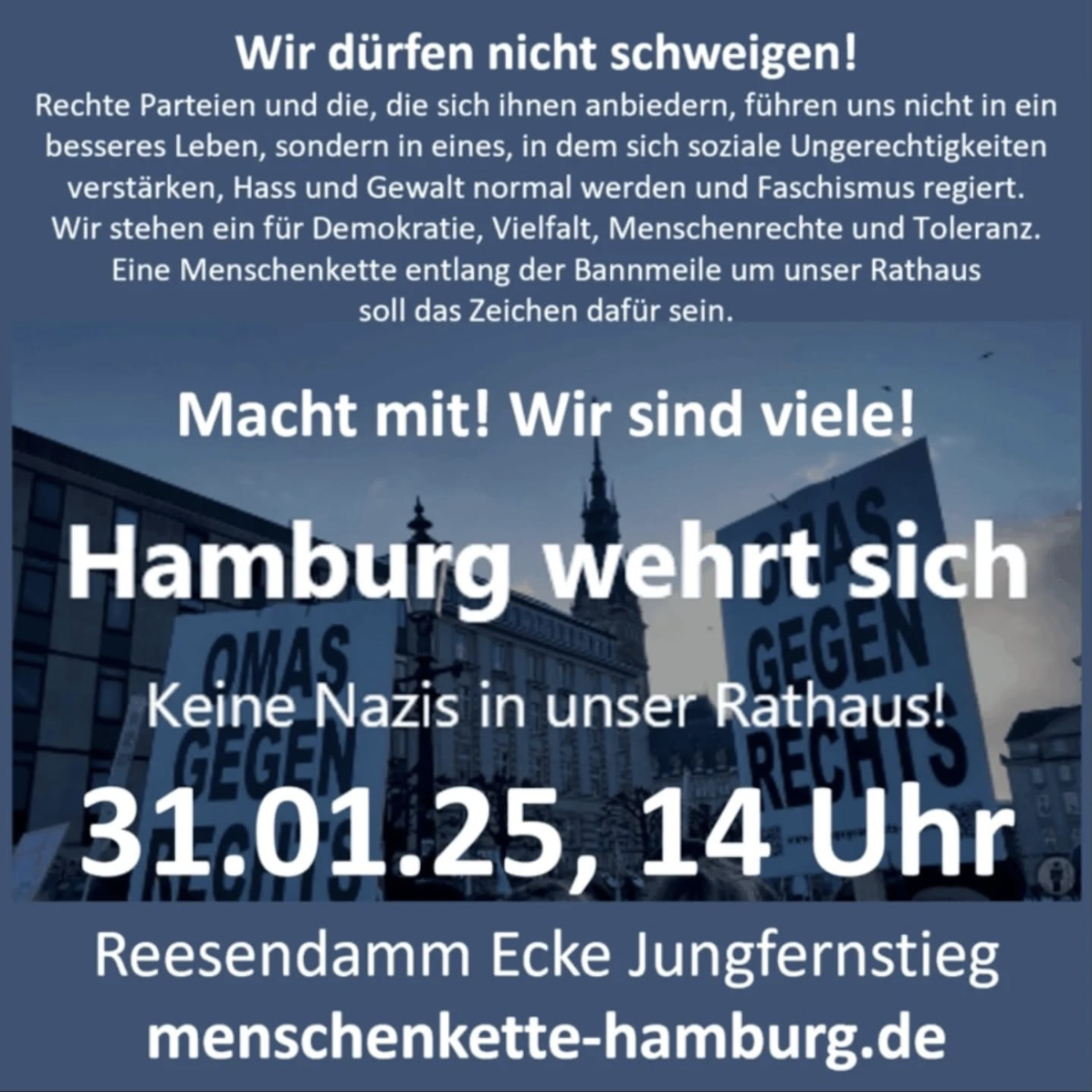 Demo: Menschenkette am 31. Januar 2025 in Hamburg